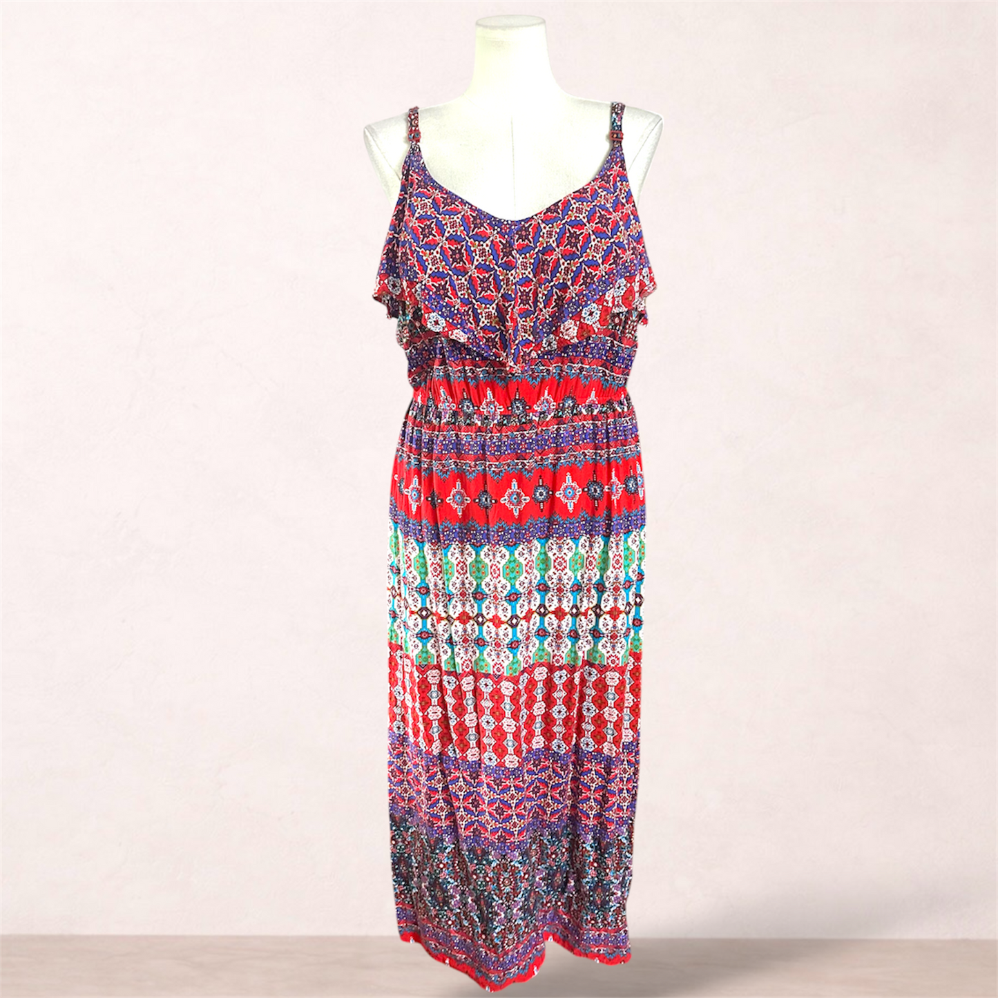 Crossroad Print Boho Maxi Dress | Size 22