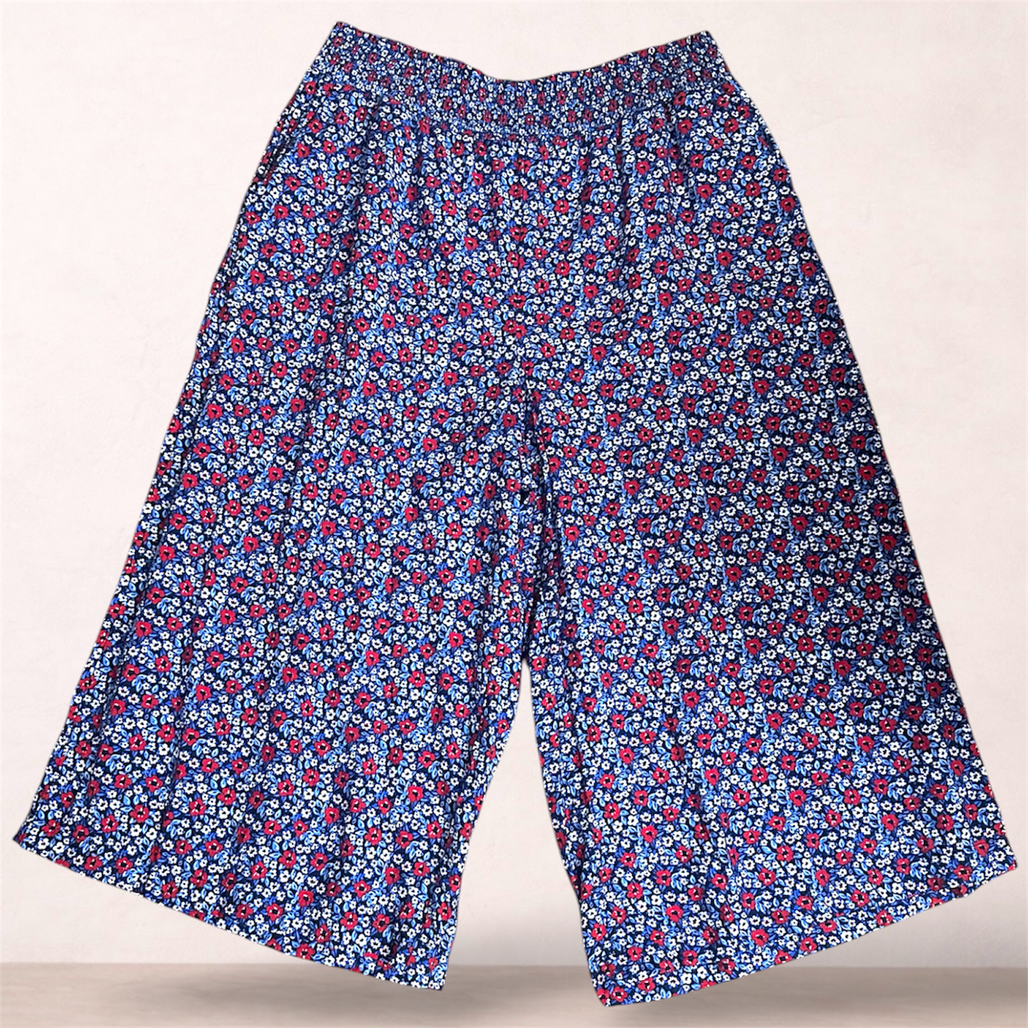 Isobelle Blue Floral Culotte Pants | Plus Size 20