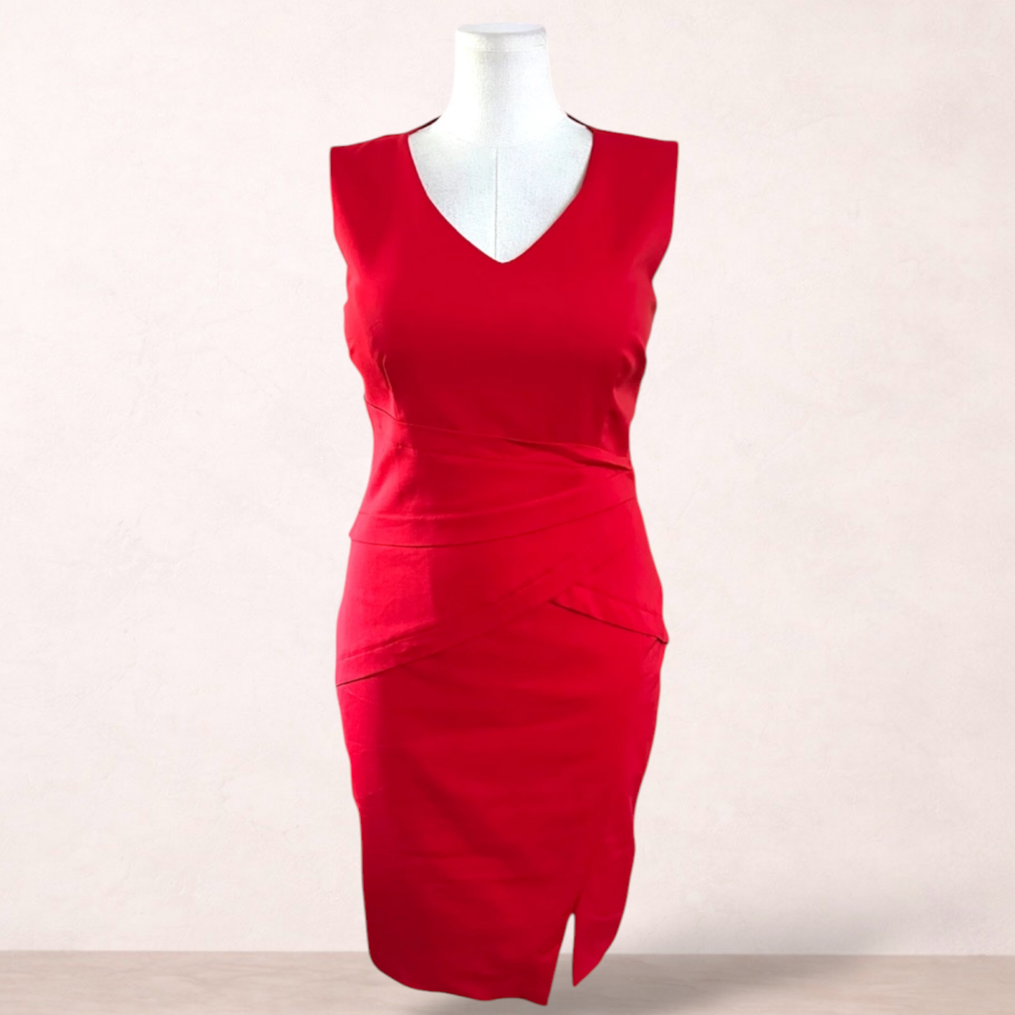 Jacqui E Red Sheath Dress | Size 14