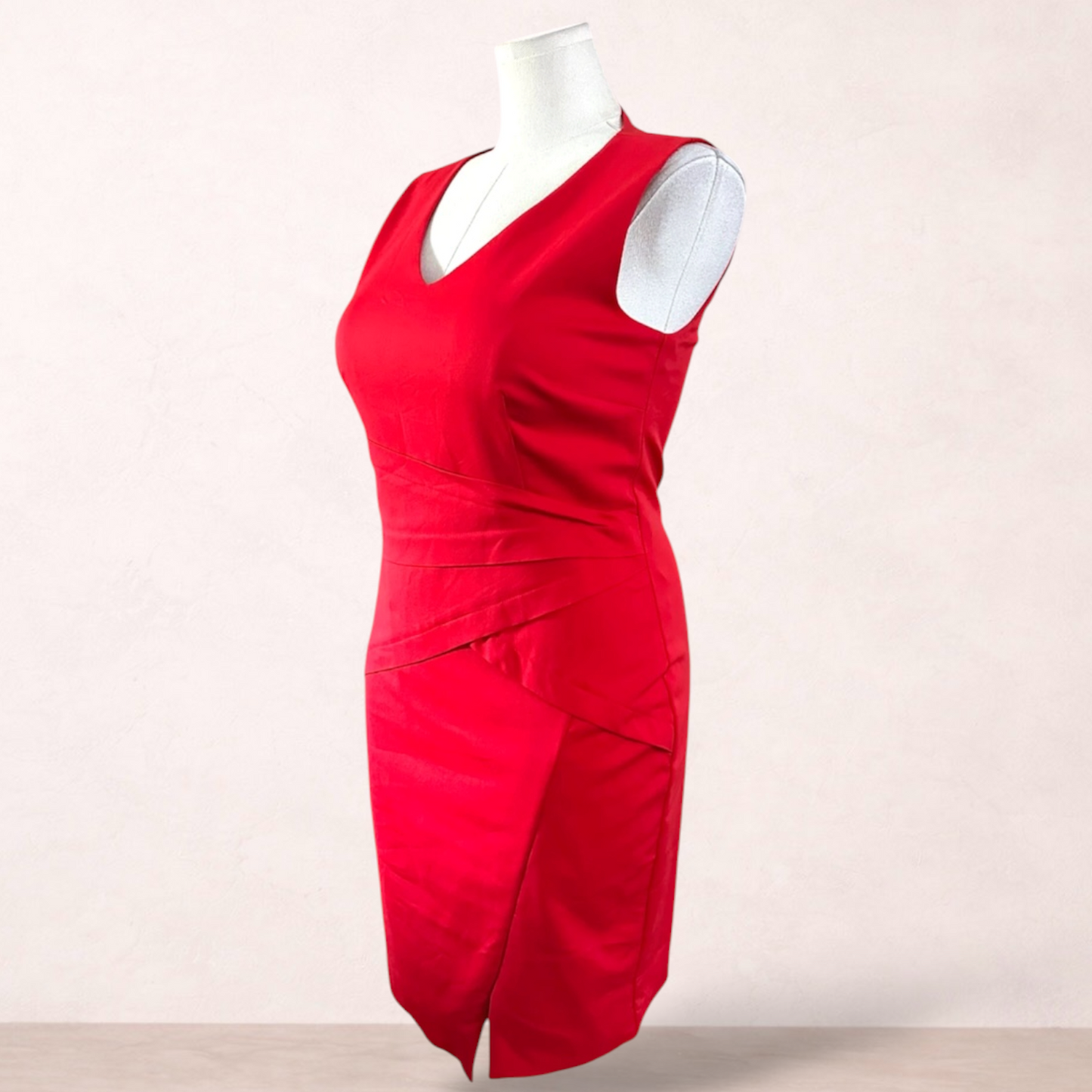 Jacqui E Red Sheath Dress | Size 14