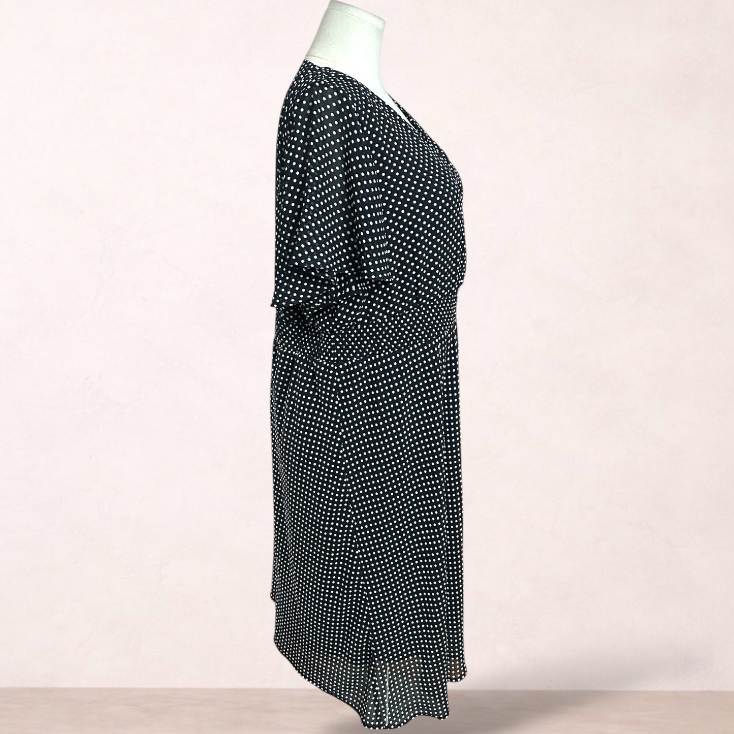 Sara Black Polka Dot Midi Dress | Plus Size 26