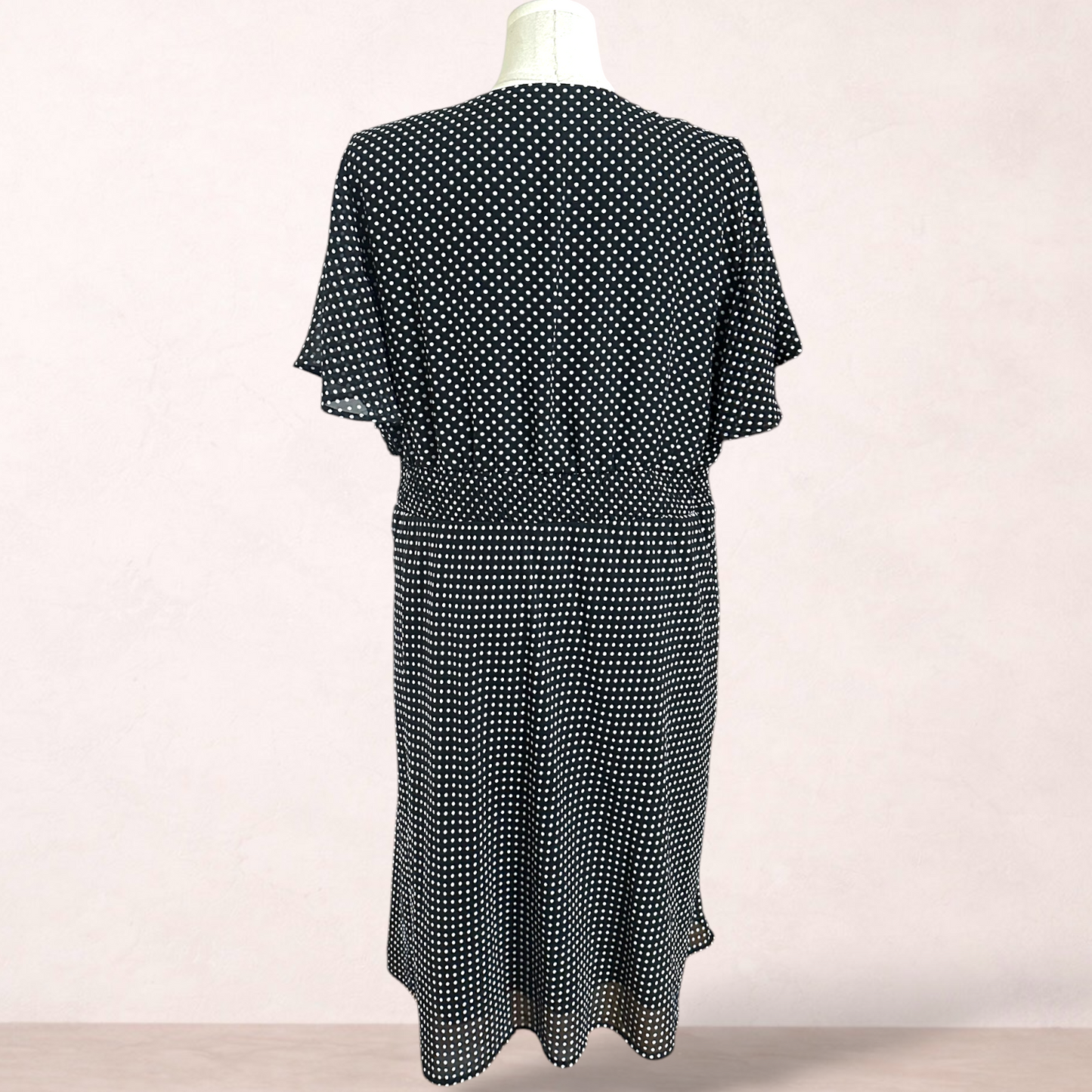 Sara Black Polka Dot Midi Dress | Plus Size 26