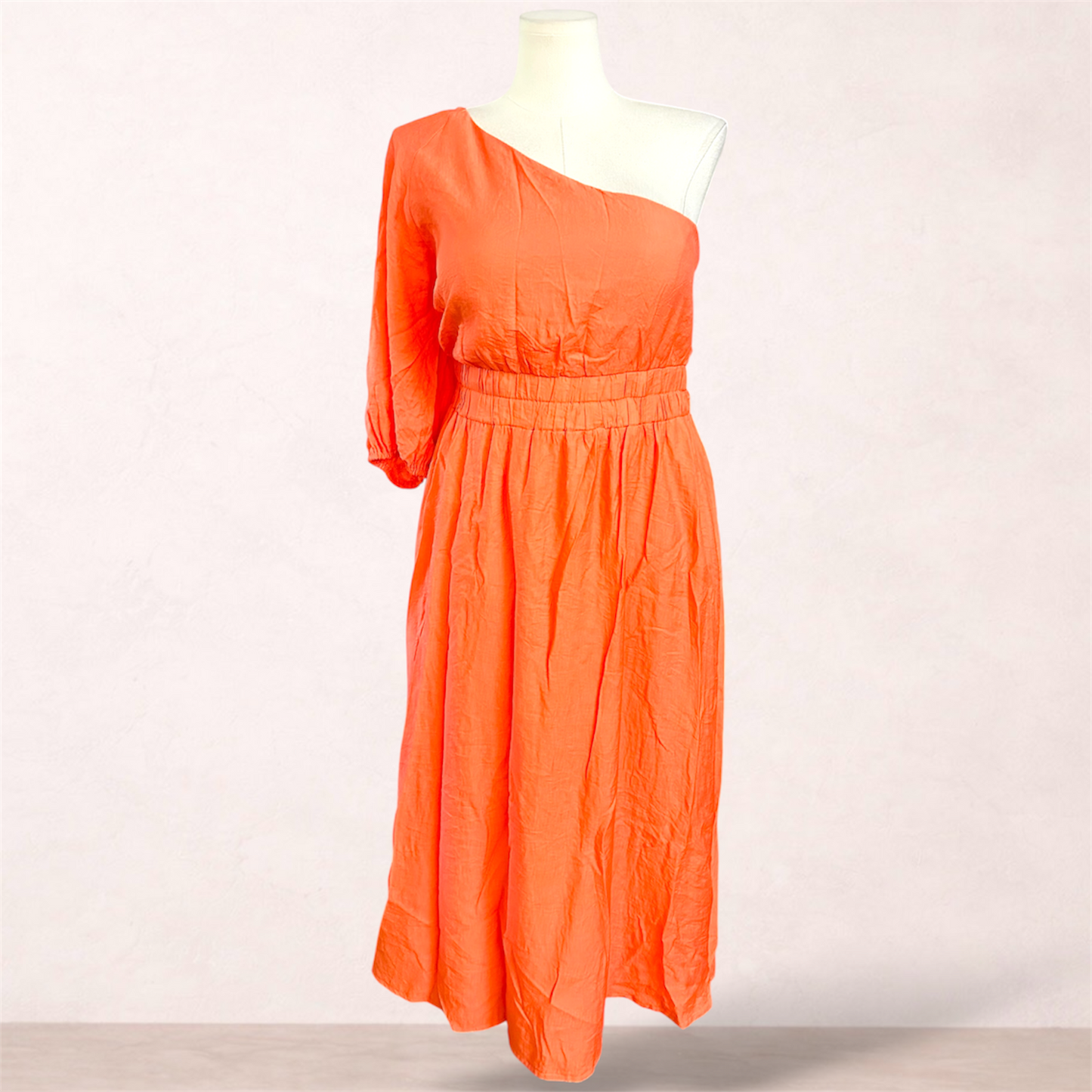 Billy J Orange One Shoulder Maxi Dress | Size 18