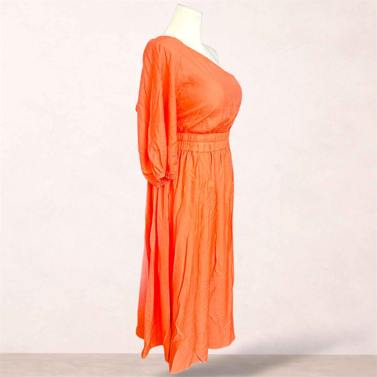 Billy J Orange One Shoulder Maxi Dress | Size 18