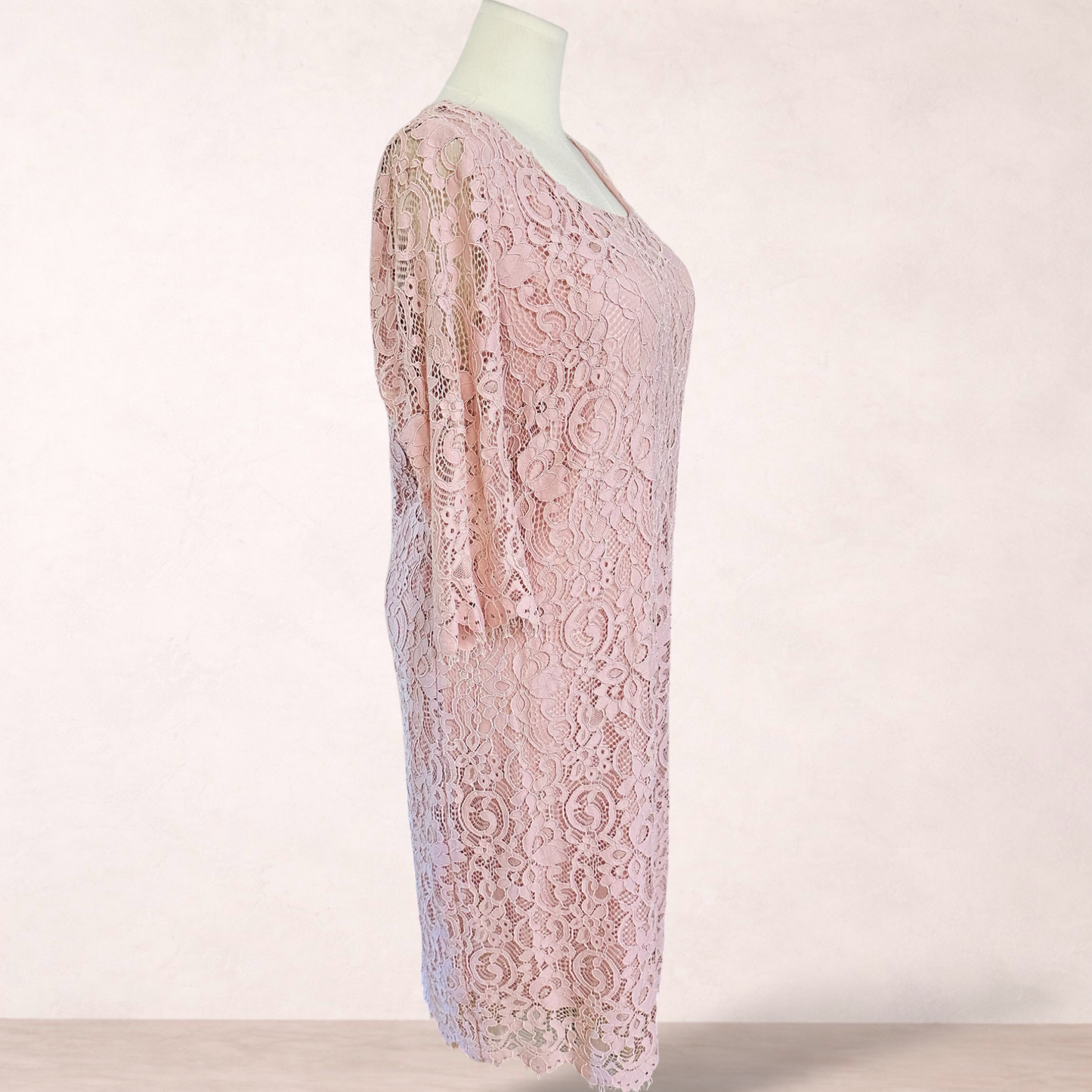 Maggie T Pink Lace Midi Dress | Size 18