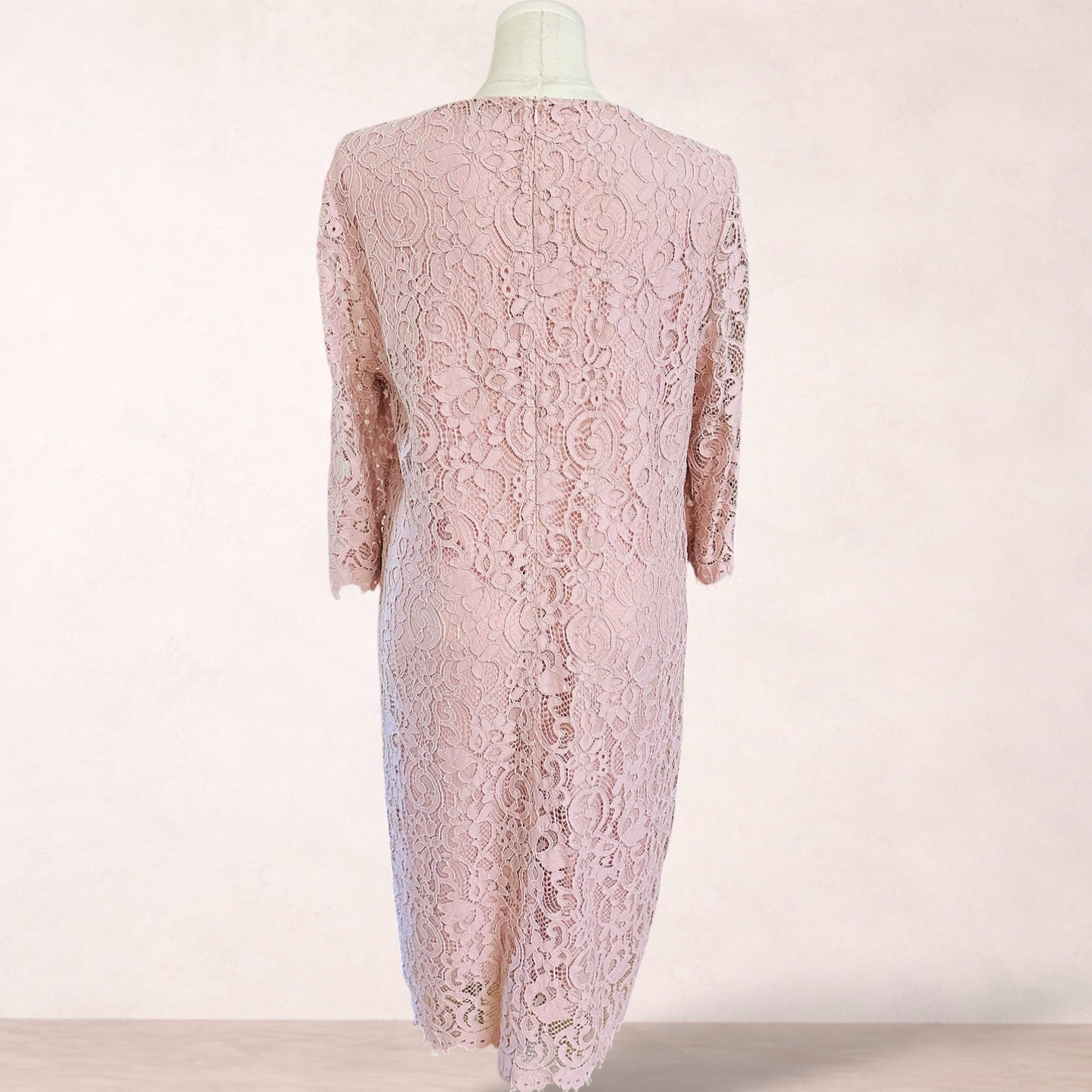Maggie T Pink Lace Midi Dress | Size 18
