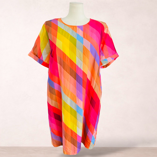 Elm Colourful Check Pocket Dress | Size 20 | Flaw