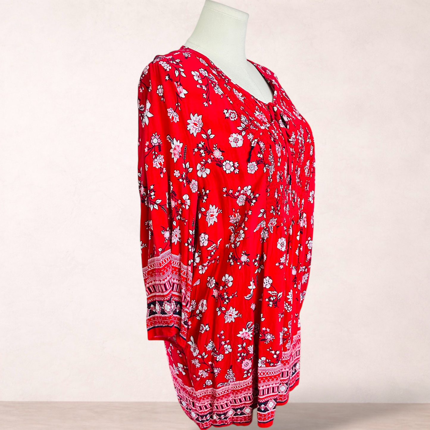 Millers Red Boho Floral Tunic Top | Size 26