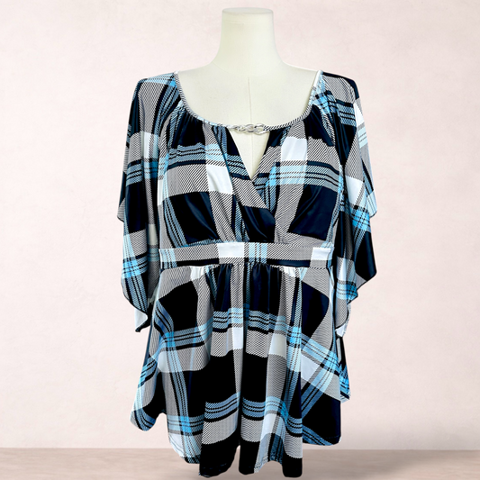 Shein Curve Check Tunic Top | Plus Size 4XL/24