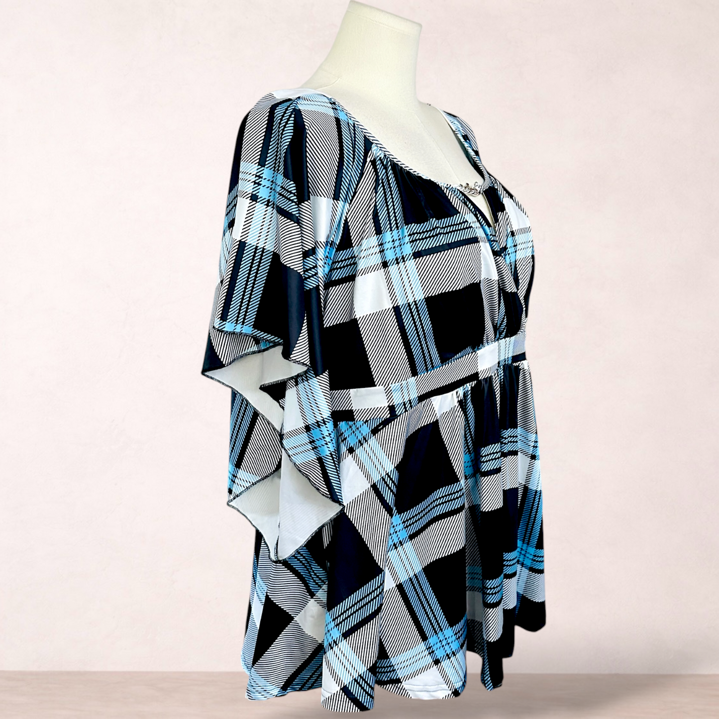 Shein Curve Check Tunic Top | Plus Size 4XL/24