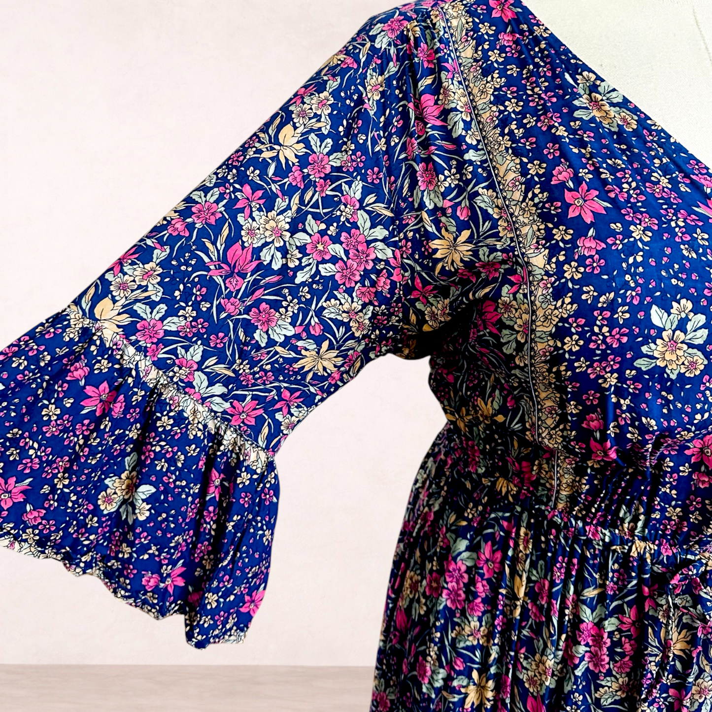Salty Crush Blue Boho Floral Maxi Dress | Size 16