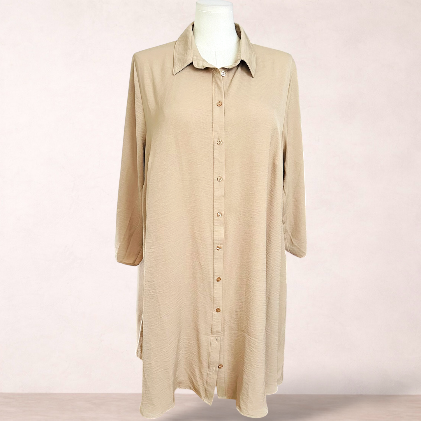 Apricot Taupe Tunic/Shirt Dress | Plus Size 24
