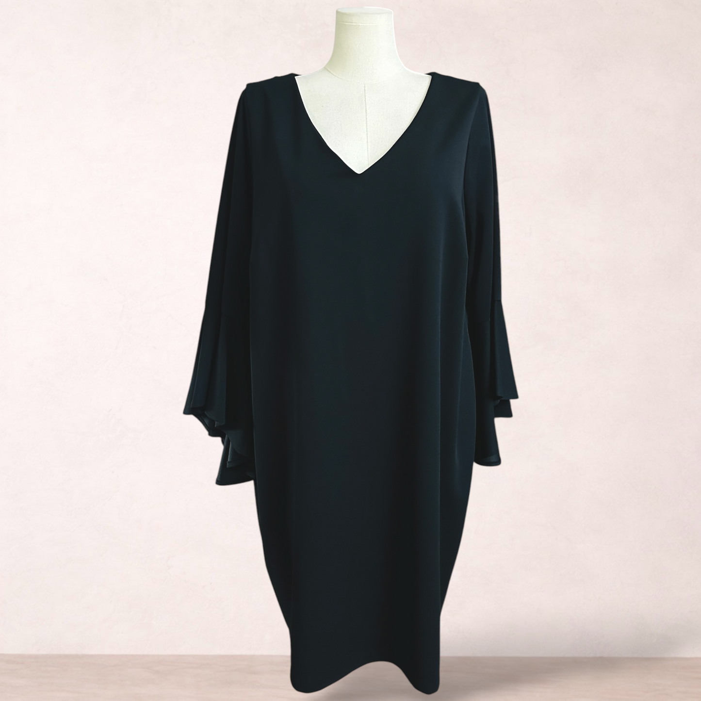 Autograph Black Shift Bell Sleeve Dress | Size 22