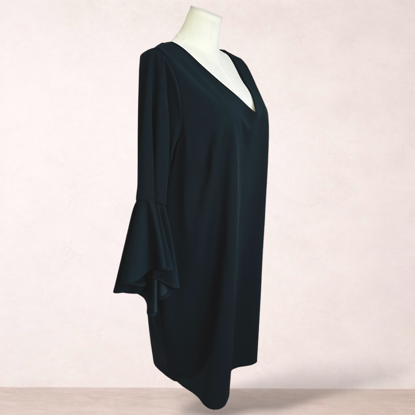 Autograph Black Shift Bell Sleeve Dress | Size 22