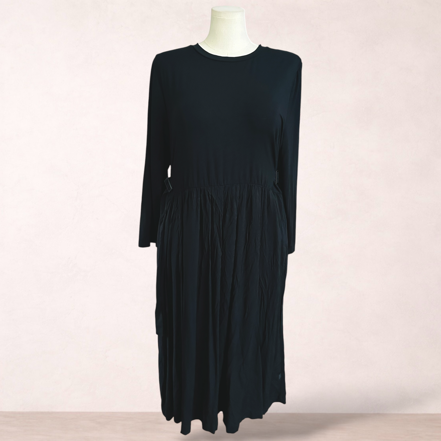 Taking Shape Black Bamboo Blend Midi Dress | Plus size 18