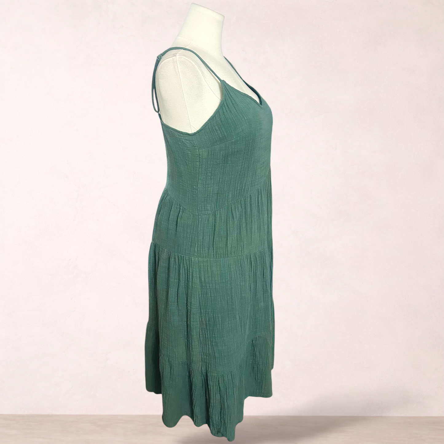 Ava Green Cotton Midi Dress | Size 16