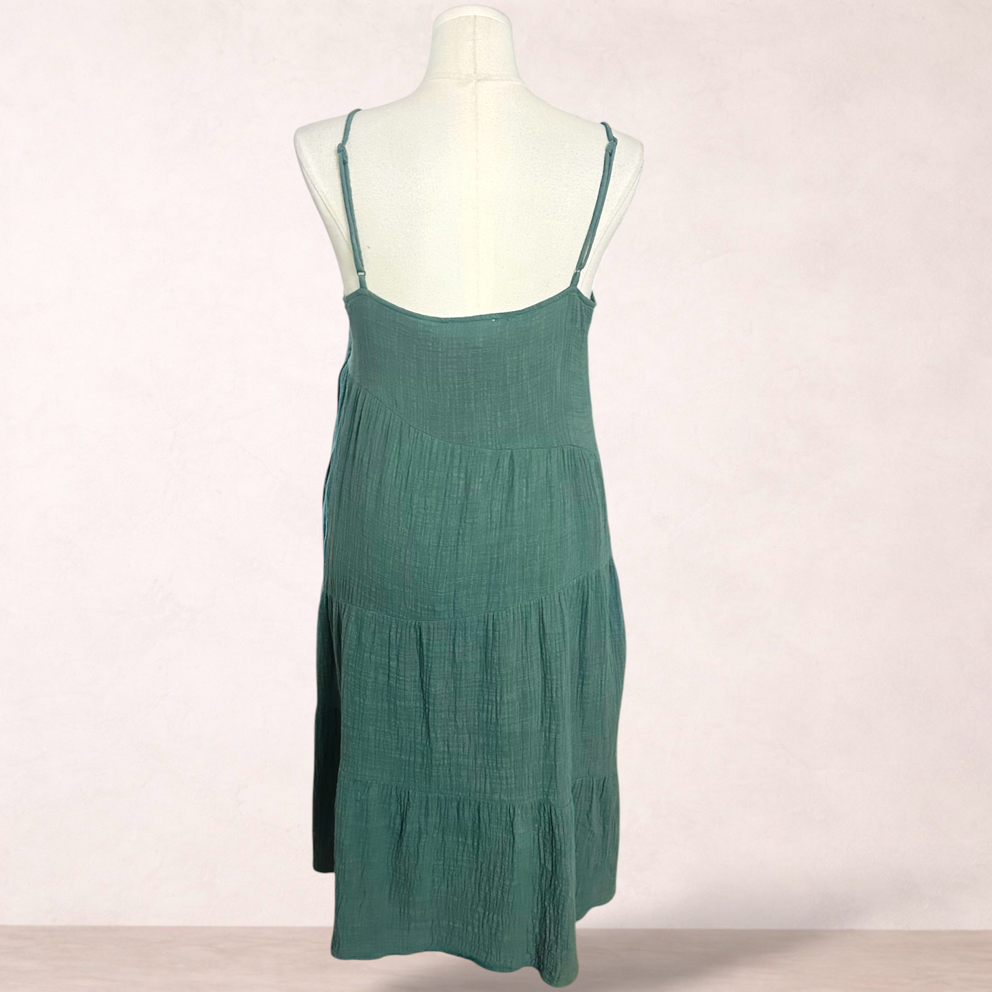 Ava Green Cotton Midi Dress | Size 16