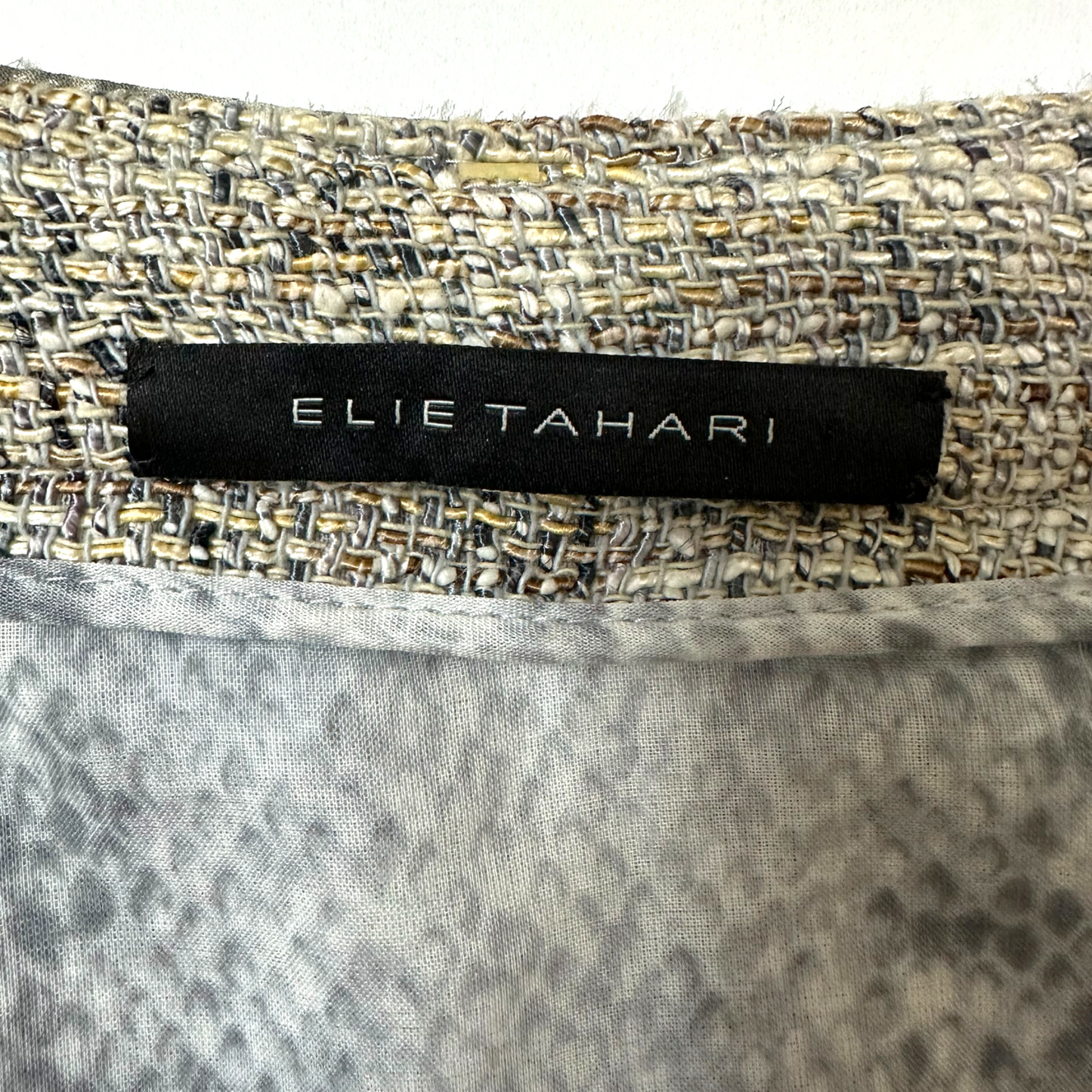 Elie Tahari Designer Tweed Cotton Blend Jacket | Size 14