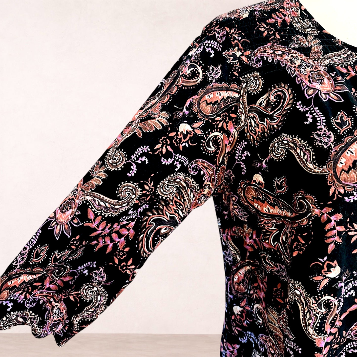 Beme Black Paisley Boho Top | Plus Size 18