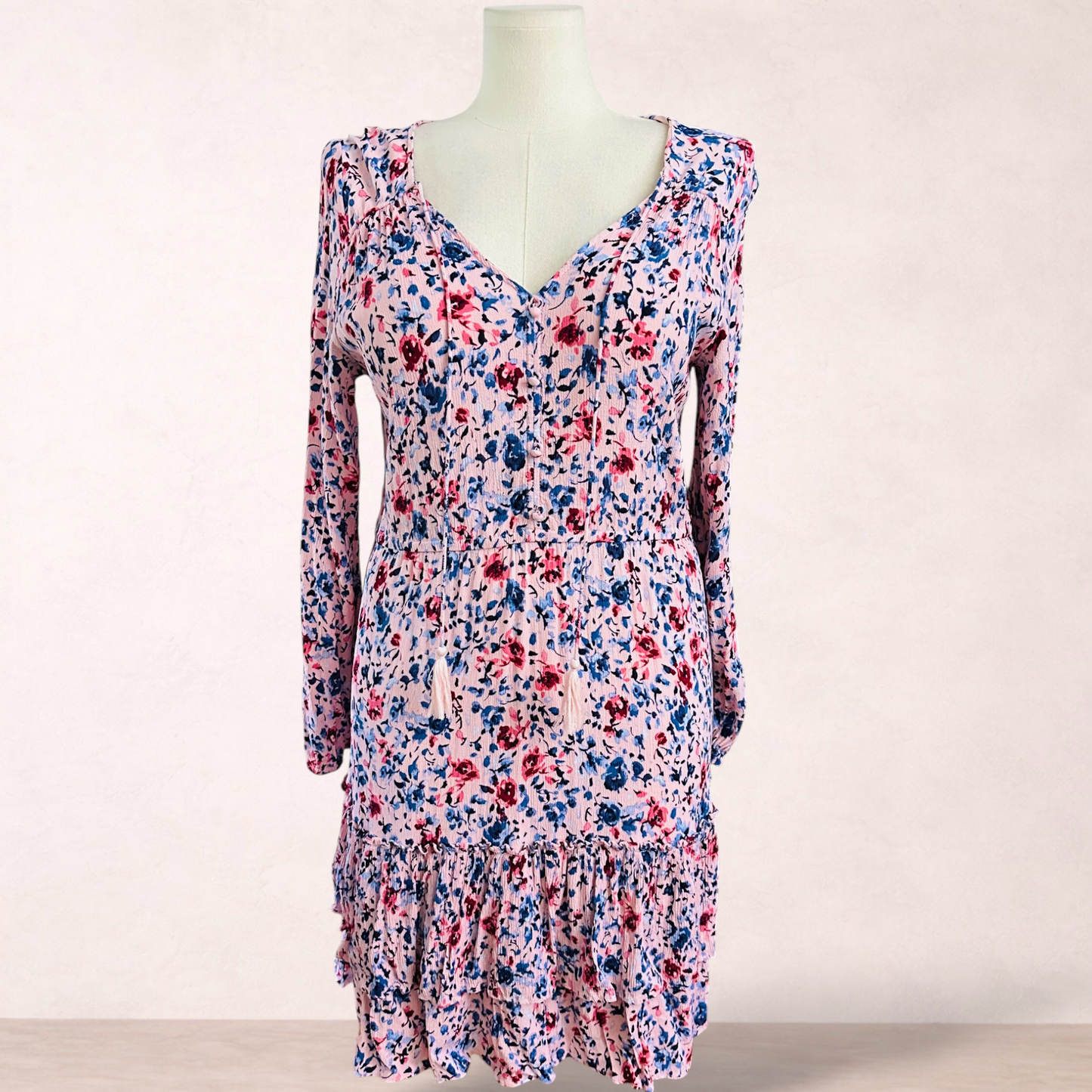 Jag Pink Floral Long Sleeve Dress | Size 16