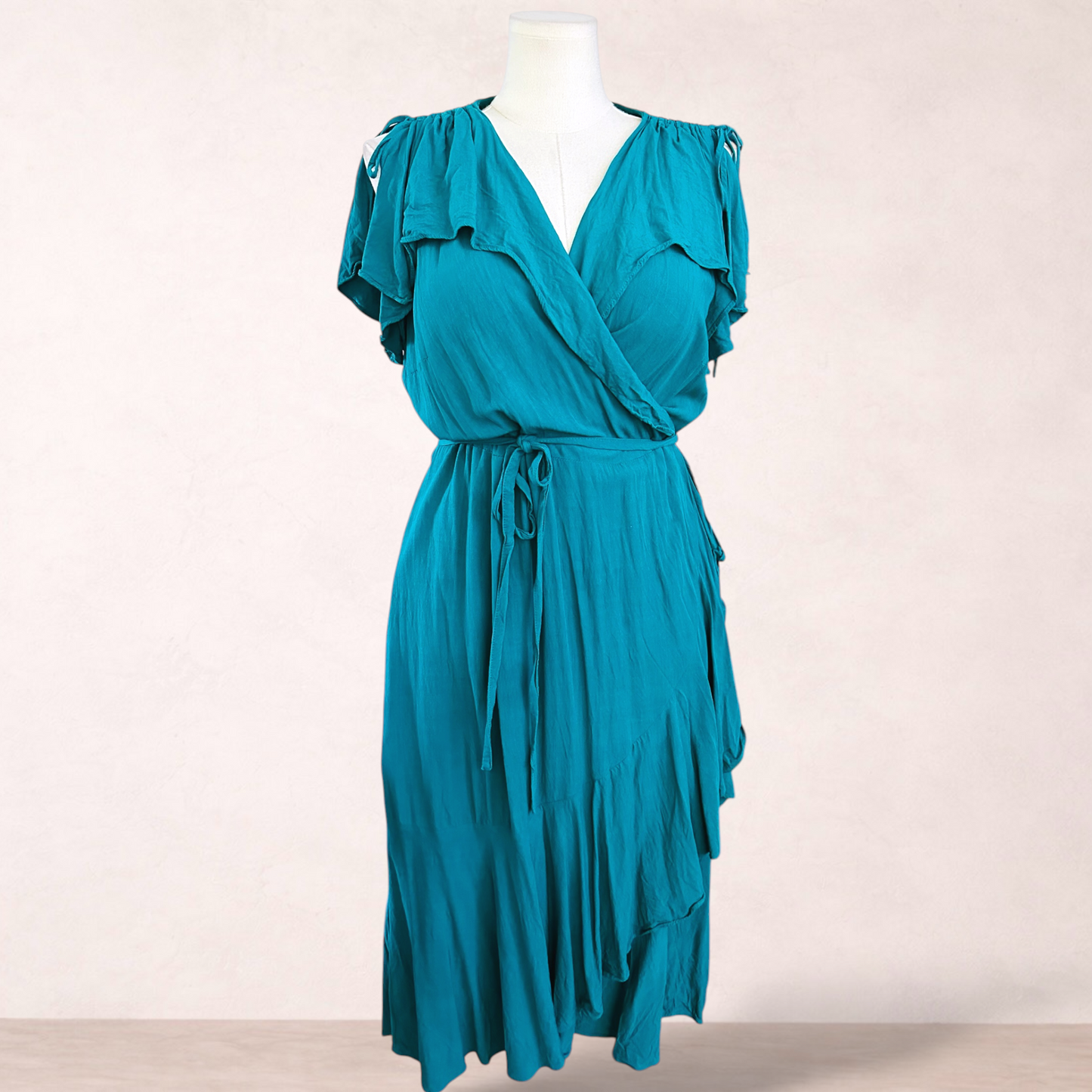 City Chic Teal Green Wrap Dress | Plus Size M/18