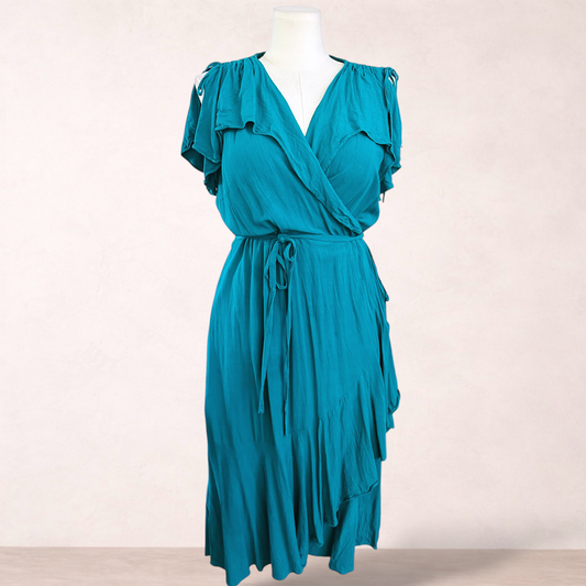City Chic Teal Green Wrap Dress | Plus Size M/18