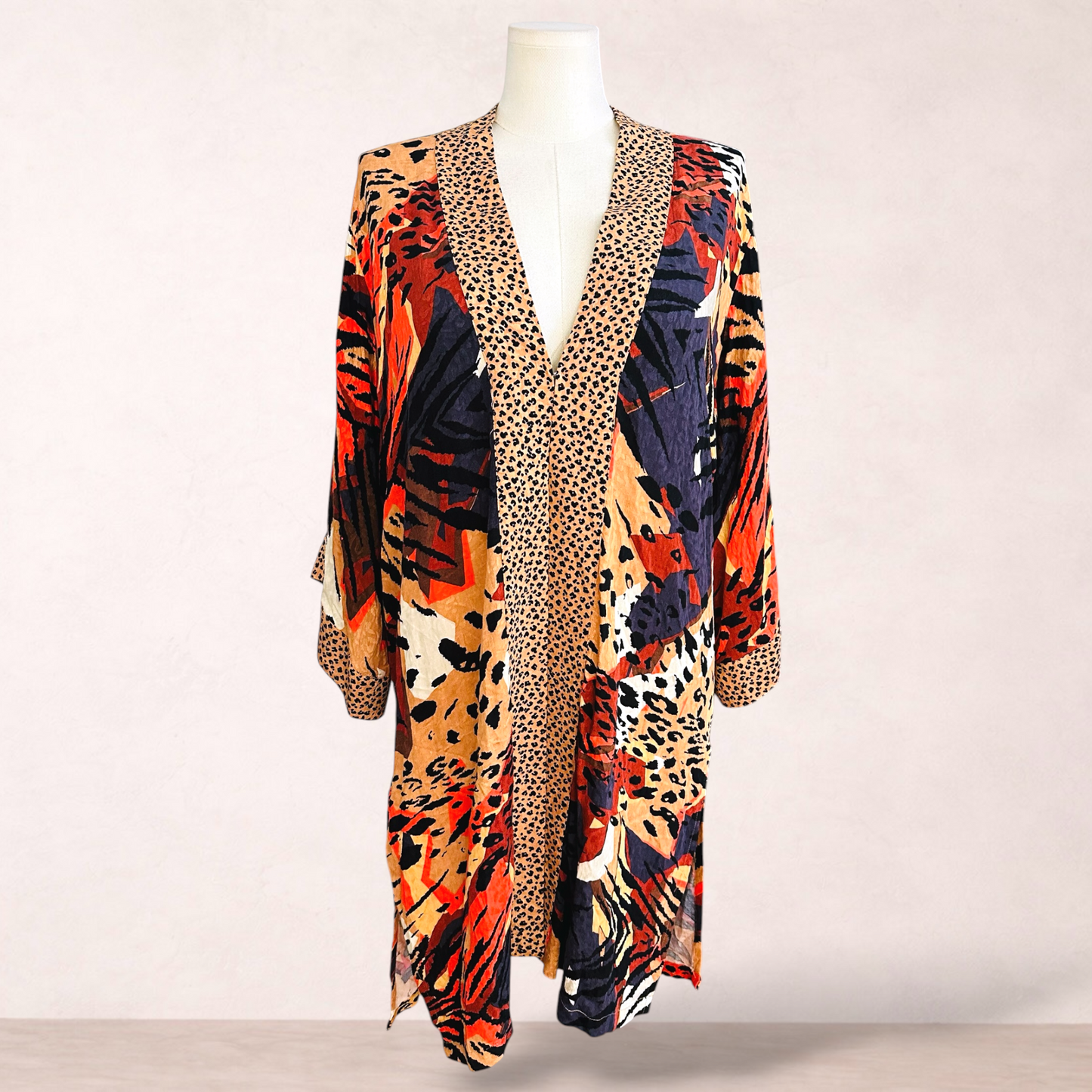 Virtuelle Animal Print Kimono Jacket | Plus Size S 16/18