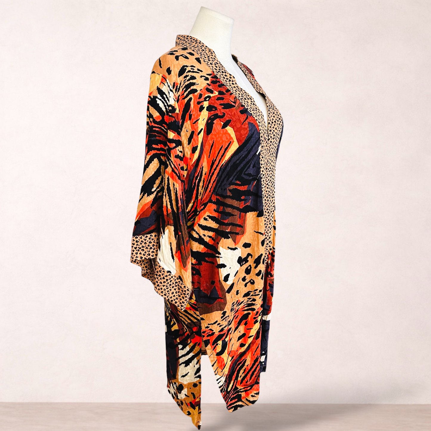 Virtuelle Animal Print Kimono Jacket | Plus Size S 16/18