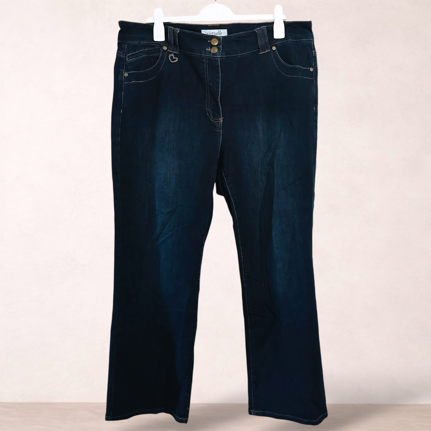 Virtuelle Blue Dark Wash Wide Leg Jeans | Plus Size 20