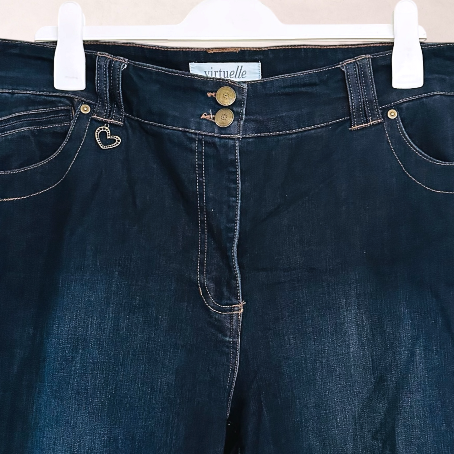 Virtuelle Blue Dark Wash Wide Leg Jeans | Plus Size 20