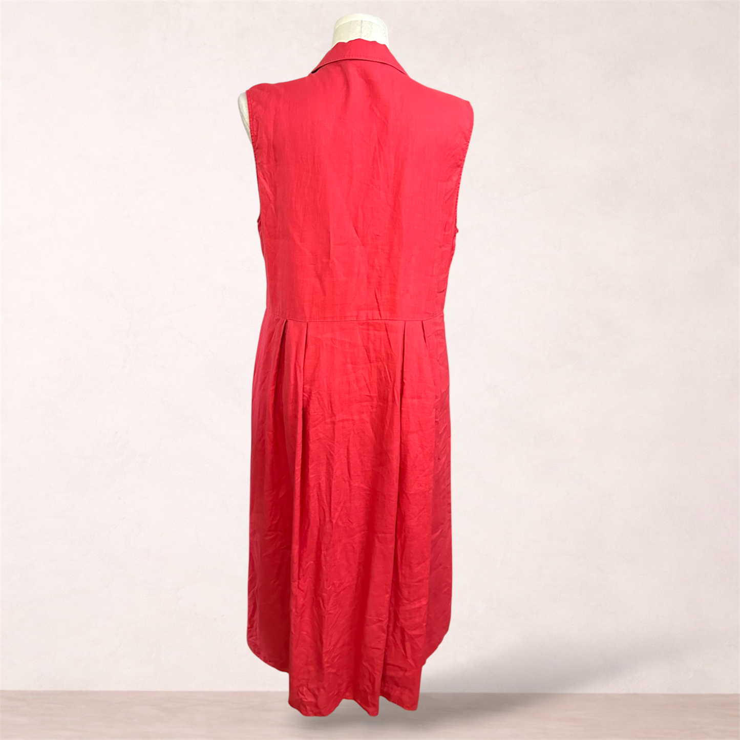 Sussan Red Linen Shirt Midi Dress | Size 18