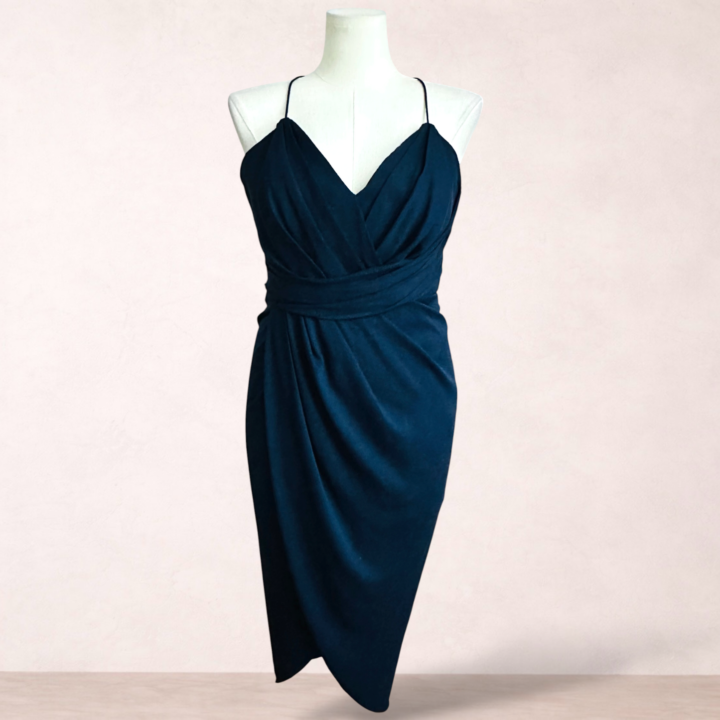 Forever New Navy Blue Midi Cocktail Dress | Size 14
