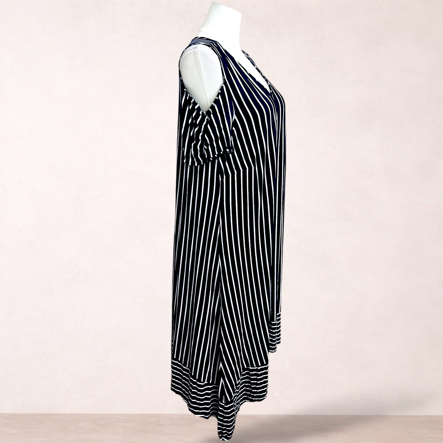 Autograph Navy Blue Striped Midi Dress | Plus Size 20