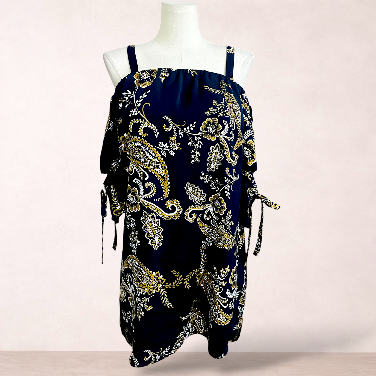 Table Eight Navy Floral Cold Shoulder Dress | Size 16
