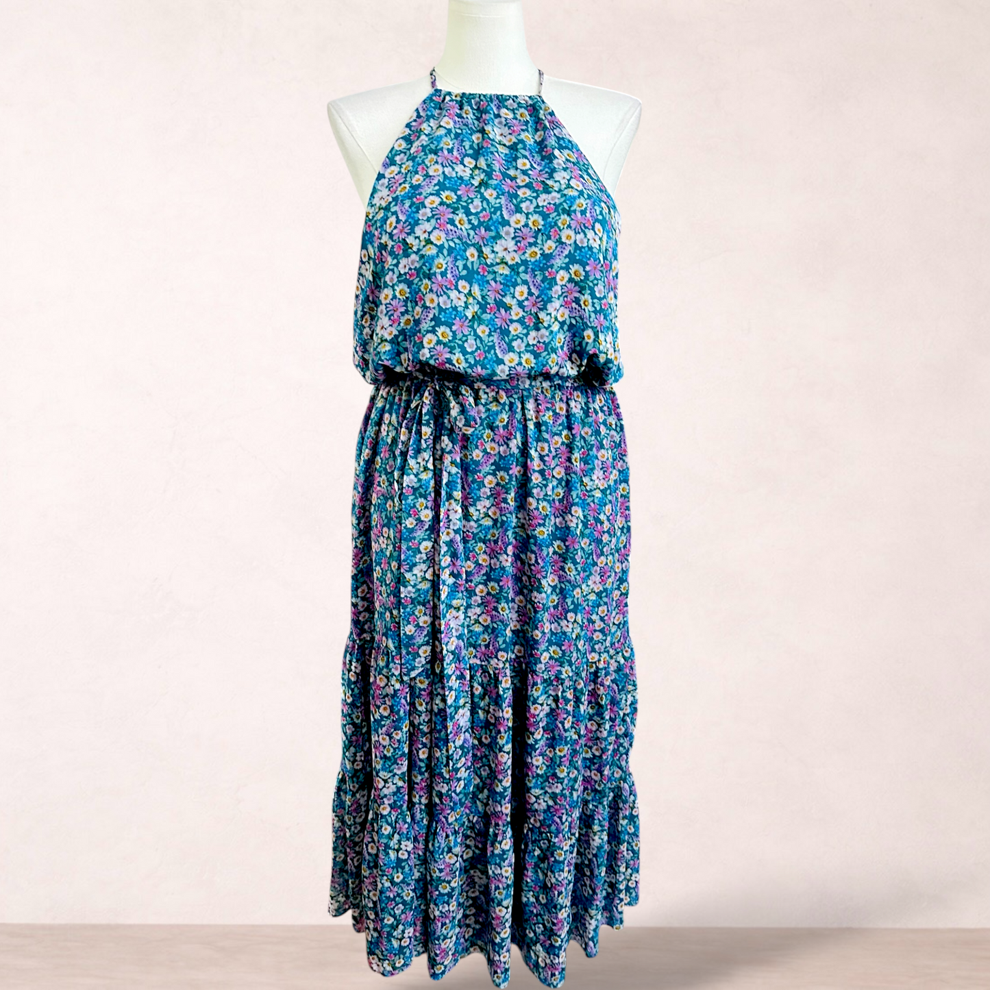 City Chic Teal Green Floral Maxi Dress | Plus Size 18/M