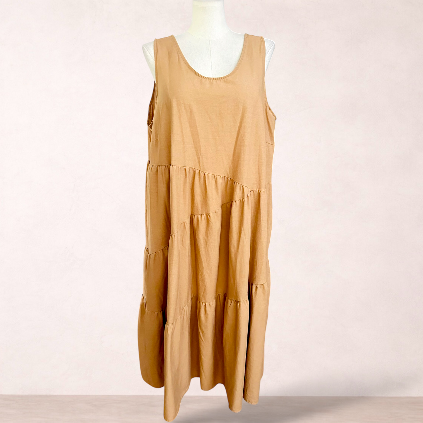 Autograph Linen Blend Taupe Midi Dress | Plus Size 20