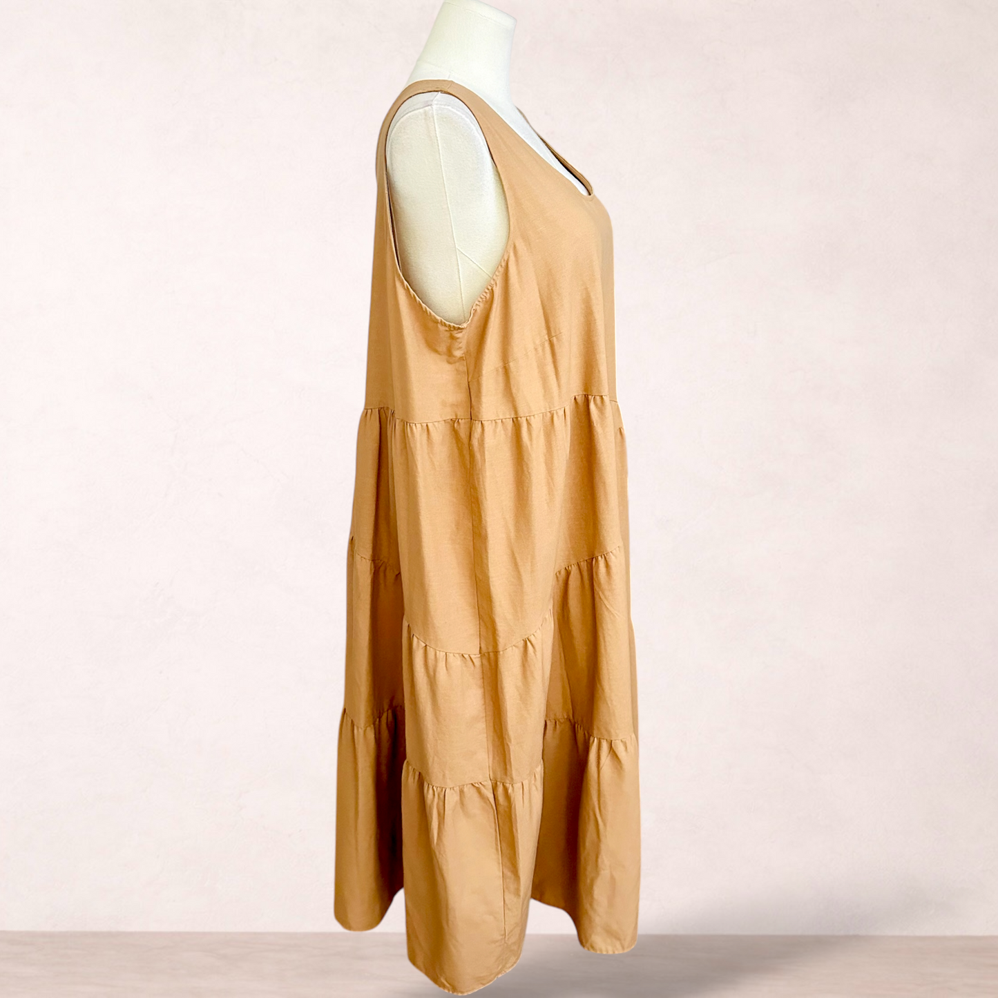 Autograph Linen Blend Taupe Midi Dress | Plus Size 20