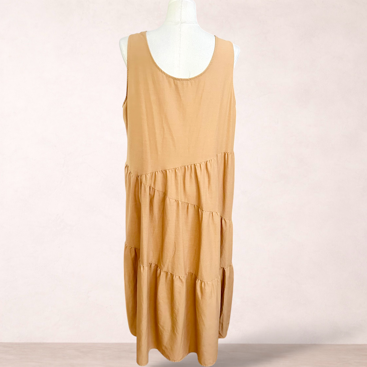 Autograph Linen Blend Taupe Midi Dress | Plus Size 20