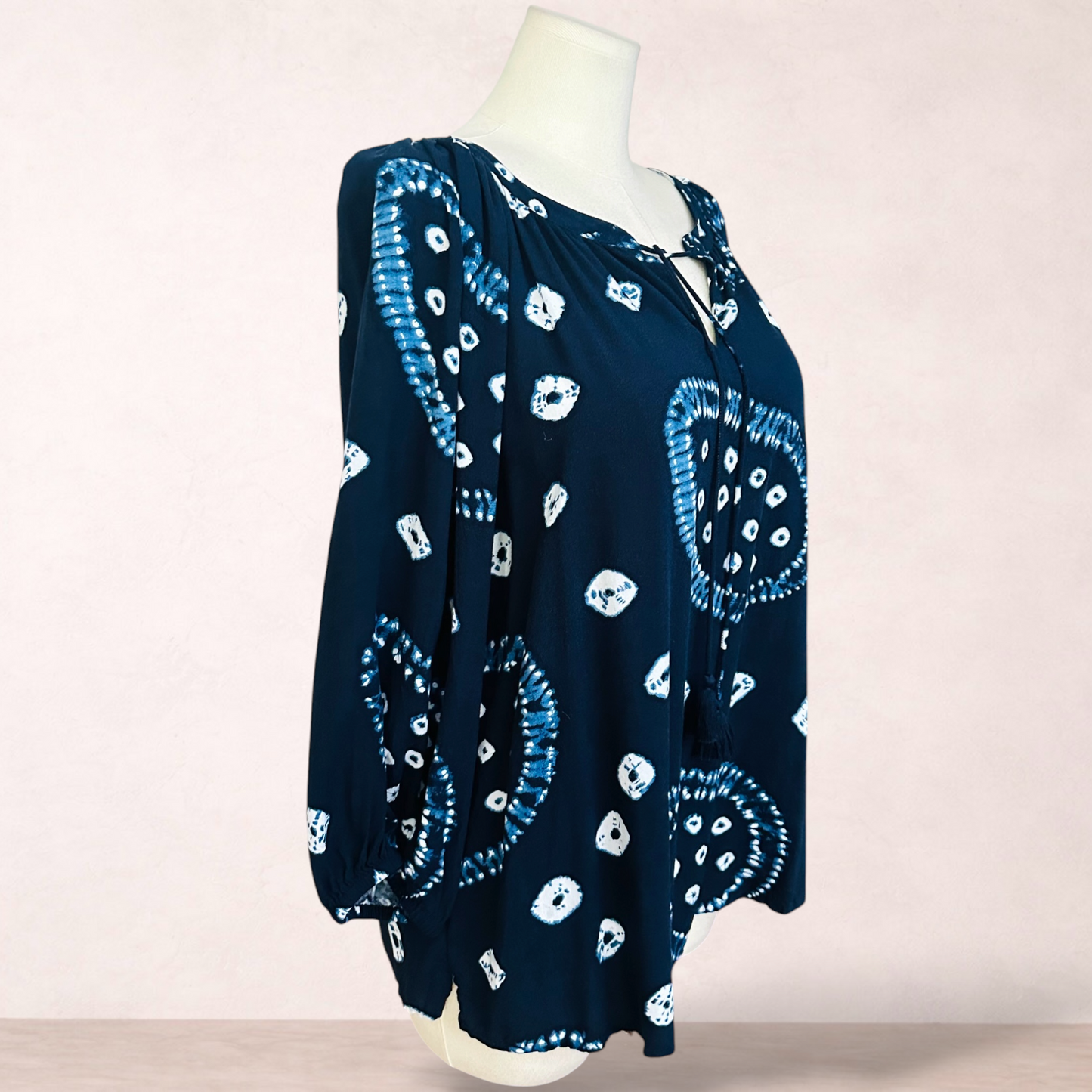Virtuelle Navy Blue Tie Dye Top | Plus Size 16