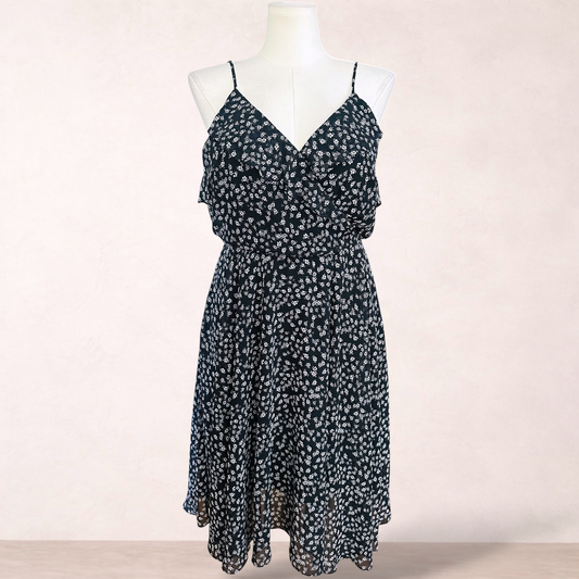 Portmans Black Floral Midi Dress | Size 16