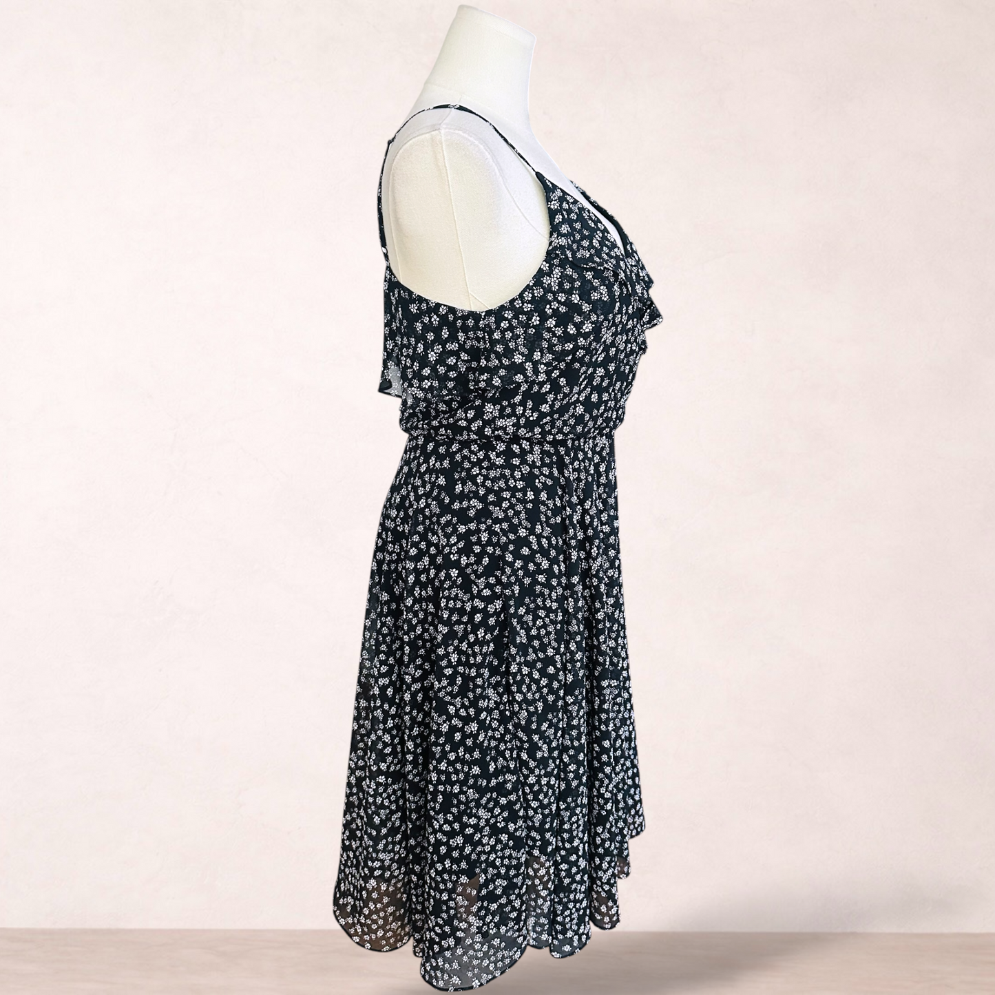 Portmans Black Floral Midi Dress | Size 16