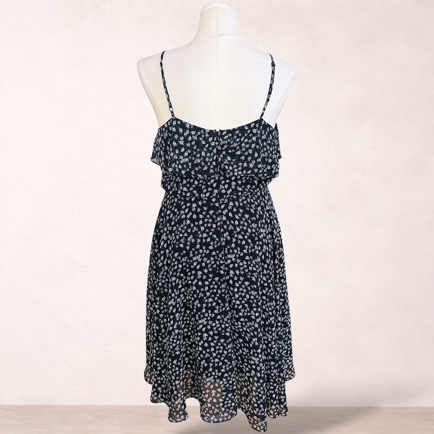 Portmans Black Floral Midi Dress | Size 16