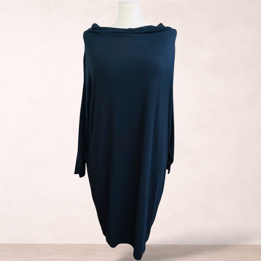 Intimo Black Relaxed-Fit Midi Dress | Size XL 16/18