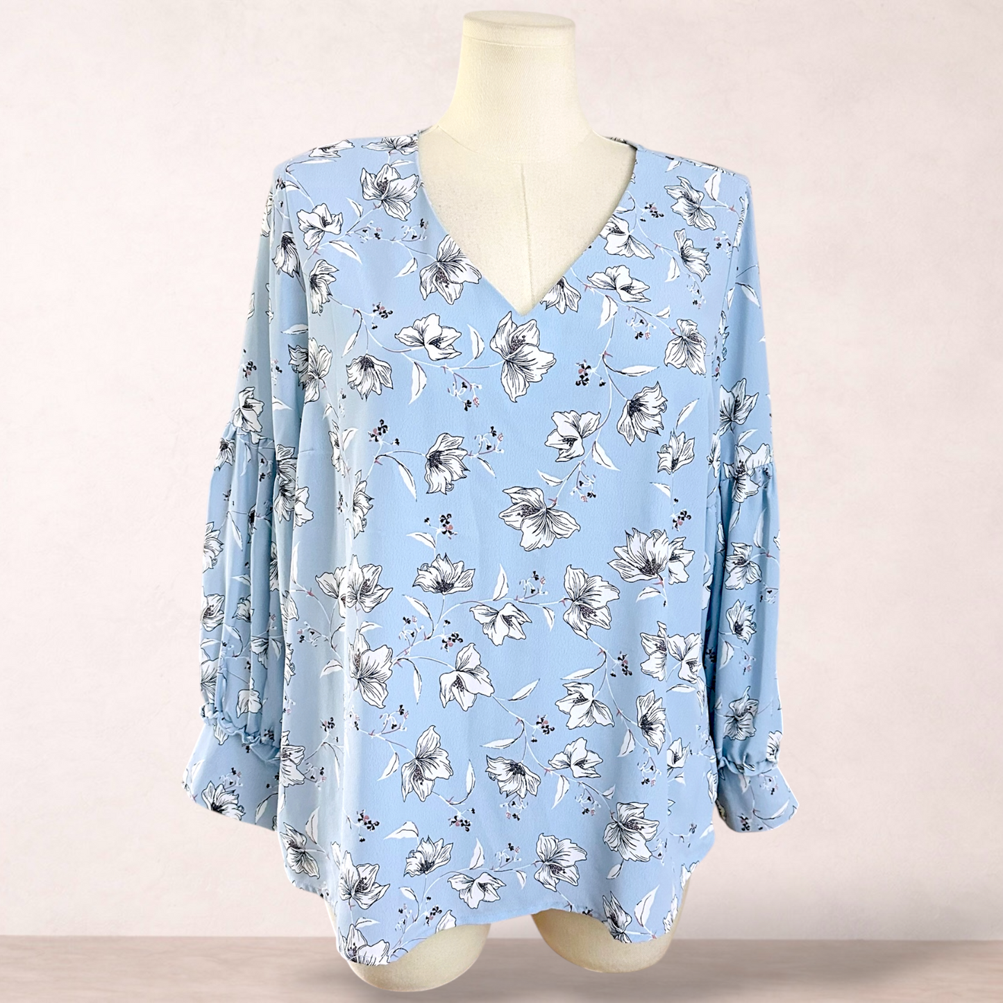 Preview Blue Floral Blouse Top | Size 18