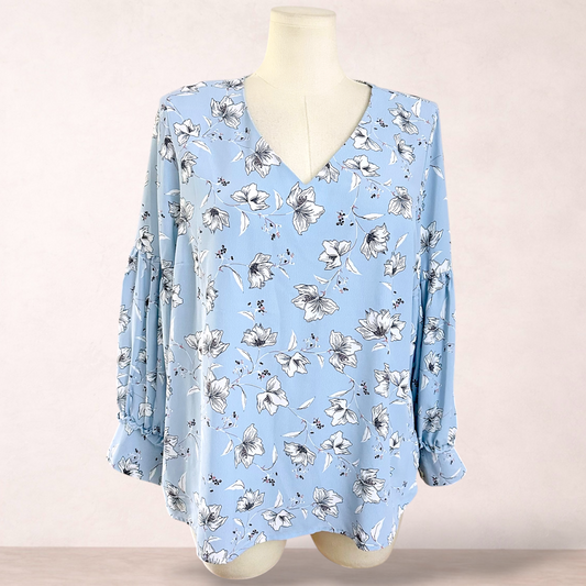 Preview Blue Floral Blouse Top | Size 18