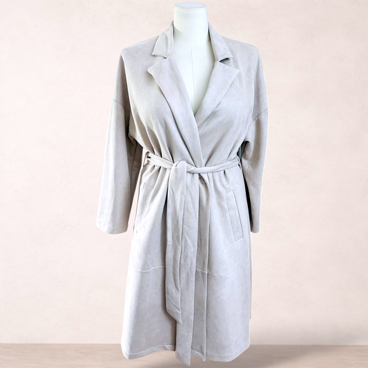 Katies Beige Suedette Trench Coat | Size 16