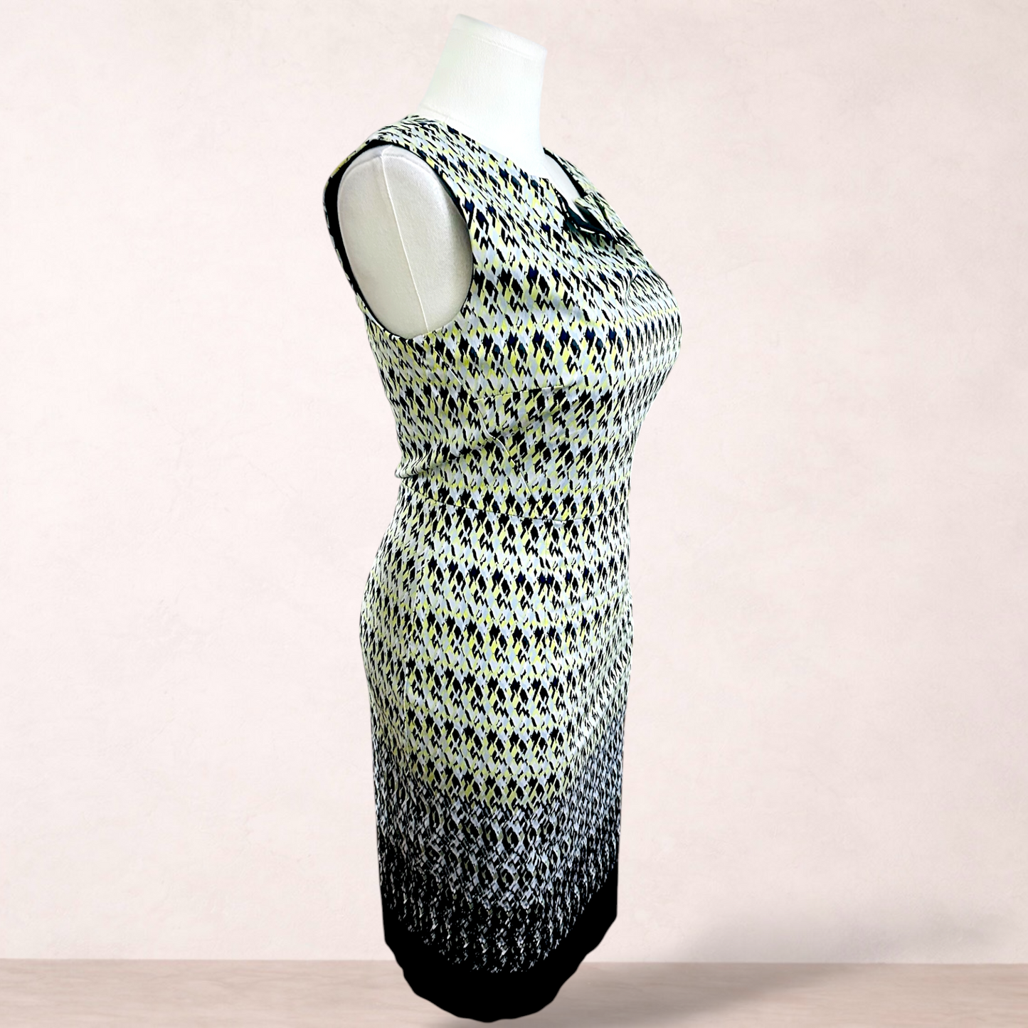 Jacqui E Print Cotton Blend Dress | Size 14