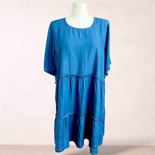 Avella Blue Swing Tiered Dress | Plus Size 24 | New with tags