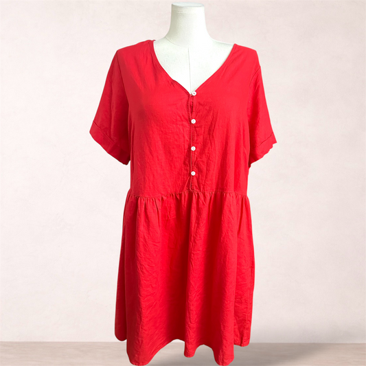 Avella Red Linen Blend Dress | Plus Size 18 | New with tags