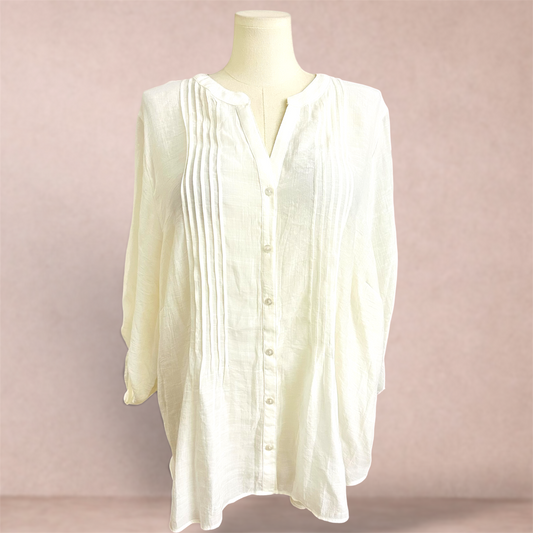 Avella Ivory Ruched Sleeve Tunic | Plus Size 26 | New with tags